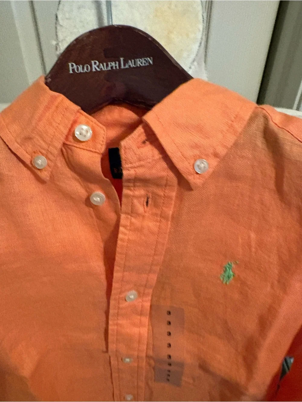 Ralph Lauren Polo Boys' orange Button-Down Shirt linen size 3 $59.50 NWT
